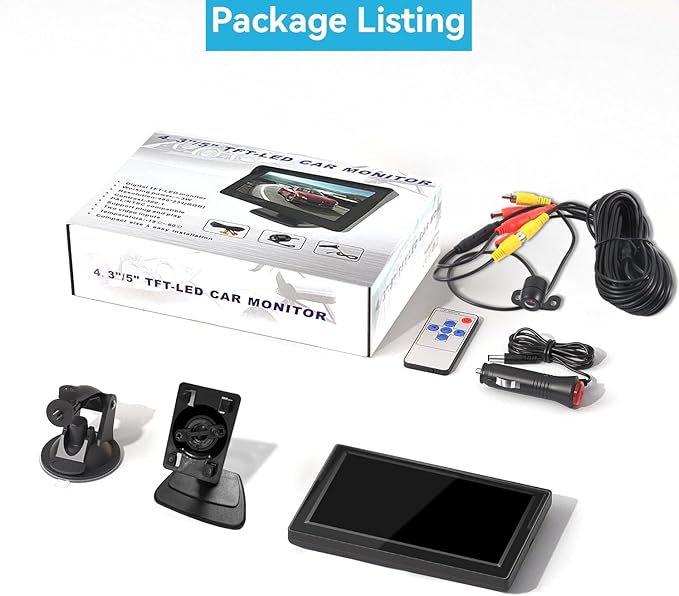 Backup Camera with 5-Inch Monitor Easy Install: Plug-Play DIY Guide Lines Clear Night Vision HD 1080P Rear View Camera with Monitor Kit IP69 Waterproof Night Vision with On/Off Switch for Cars/SUVs