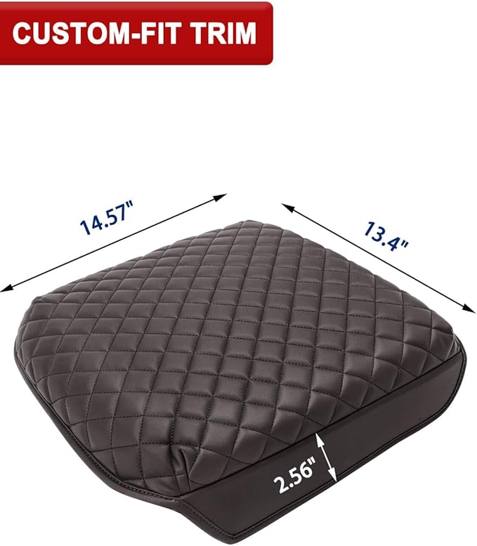 KBH Center Console Armrest Cover for Chevy Silverado & GMC Sierra 2019-2026, Tahoe & Suburban & Yukon 2021-2026, Bucket Seat, Vinyl Leather Trim, Anti-Scratch, Brownstone