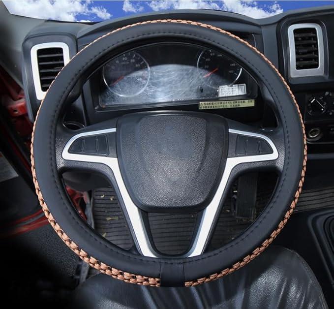 15“16”17“18”19“20 Inch Ice Silk Ventilation Multi-Style Comfy Grip Steering Wheel Cover for Truck, Bus, Big Rig Trucker,SUV， Anti-Slip Design 15-20 Inch (Brown, 18 inch)