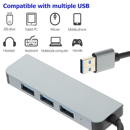 High-Speed USB Hub Expander for Laptop Computer Multiple USB Adapter for Keyboard Mouse Printer and External Drives Plug and Use Data Splitter