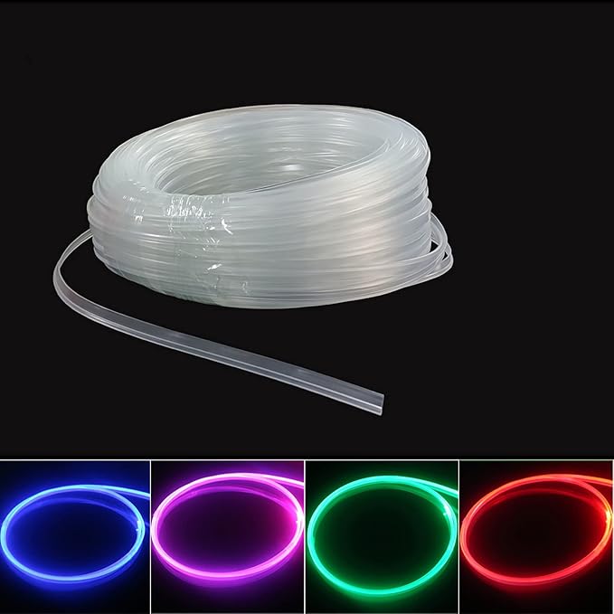 3.0mm Plastic Skirt Side Glow Optic Fiber Cable Car Light Decor (Length:100meters/328ft),PMMA-Skirt