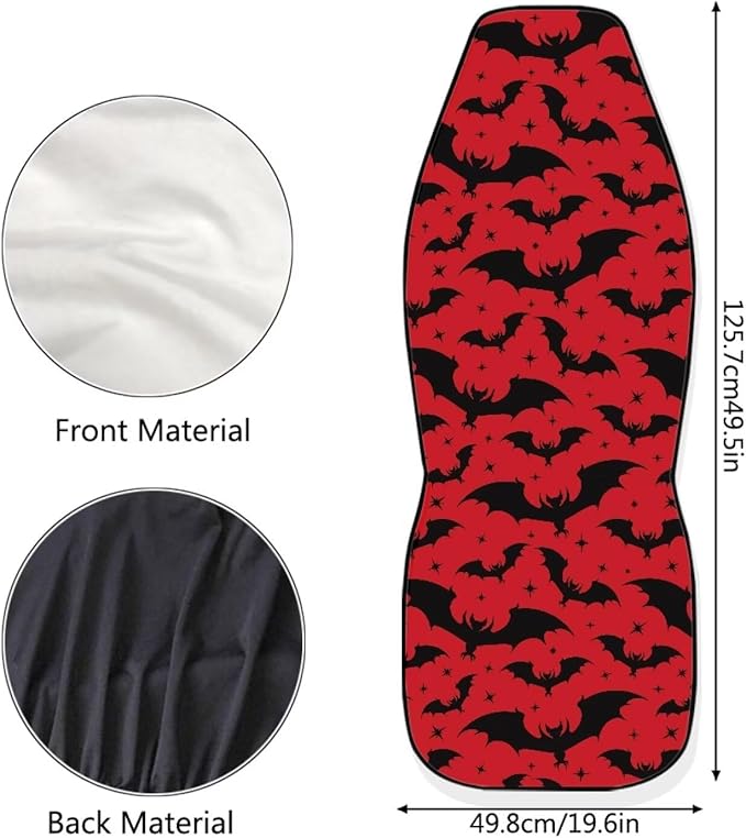 Halloween Bat Car Seat Covers Universal Front Car Seats Breathable Anti-Slip Back Fabric Removable Automotive Accessories Suitable for Cars, SUV and Trucks