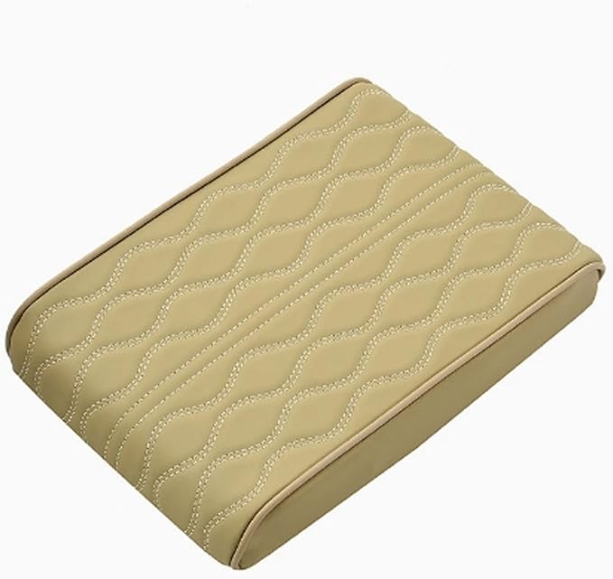 Car Armrest Cushion for Lincoln Nautilus 2018 2019 2020 2021 2022 2023 2024 2025, Car Center Console Cover Armrest Pad Soft Leather Car Interior Accessories,Beige