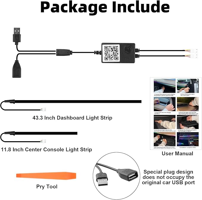Interior Car LED Strip Lights for Tesla Model 3 Y 2021-2023, 16 Million Colors Ambient Lighting Kit with APP Control, Music Sync Color Change Neon Lights for Dashboard & Center Console