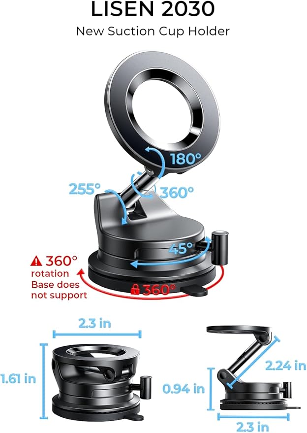 LISEN for Magsafe Car Mount, Cell Phone Holders for Your Car, Magnetic Car Accessories for Women Men Truck Jeep BMW, Vacuum Gifts Kits for iPhone 17 Pro Max 16 15 14 13 12, Samsung S26, Gold Red