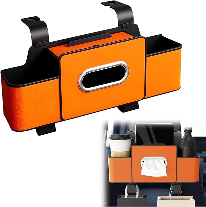 3-in-1 Car Backseat Organizer with Cup Holder,2026 New Multifunctional Car Seat Back Storage Box,Multifunctional Back Seat Car Organizer for Hold Phones,Snacks,Drinks,and Handbags(Orange)