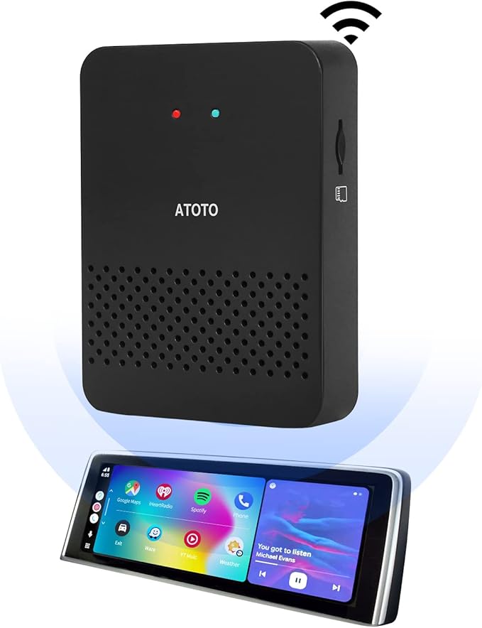 ATOTO AD3AA-BK Wireless Android Auto Adapter, Convert Wired to Wireless for Factory Wired Android Auto or Aftermarket Head Unit, Compatible with Toyota/Nissan/Honda/Ford/Audi/Benz, Online Update