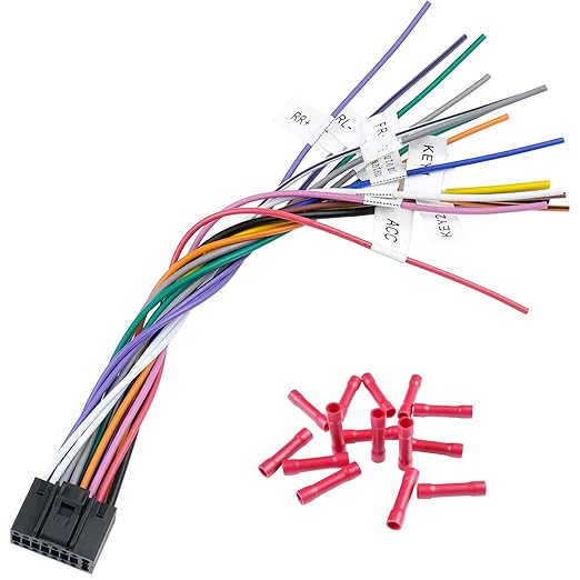 16Pin Android Radio Wiring Harness Adapter, ISO Car Stereo Wire Harness Power Speaker Cable with Butt Connector for Aftermarket Car Audio Video Head Unit Receiver