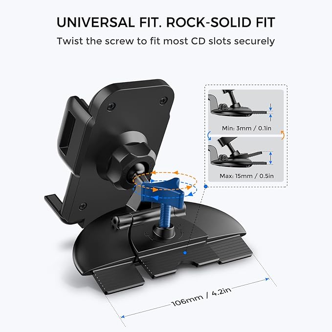 Cell Phone Holder for Car, CD Slot Car Phone Mount, One Button Release Easy Installation CD Player Car Phone Holder Mount Compatible with iPhone 17 16 15 14 13 12 Pro MAX Galaxy S25 S20 S20+ S10