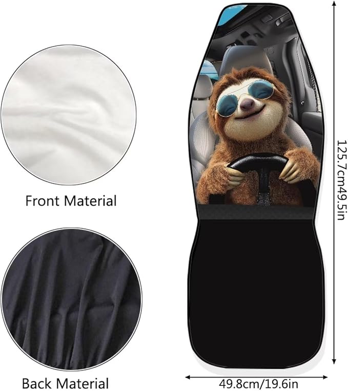 Funny Car Seat Cover Front Seats Only,Sloth Driver Front Bucket Seat Cover Decorative Vehicle Cushion Seat Cover Set,Automotive Accessories Interior Decoration