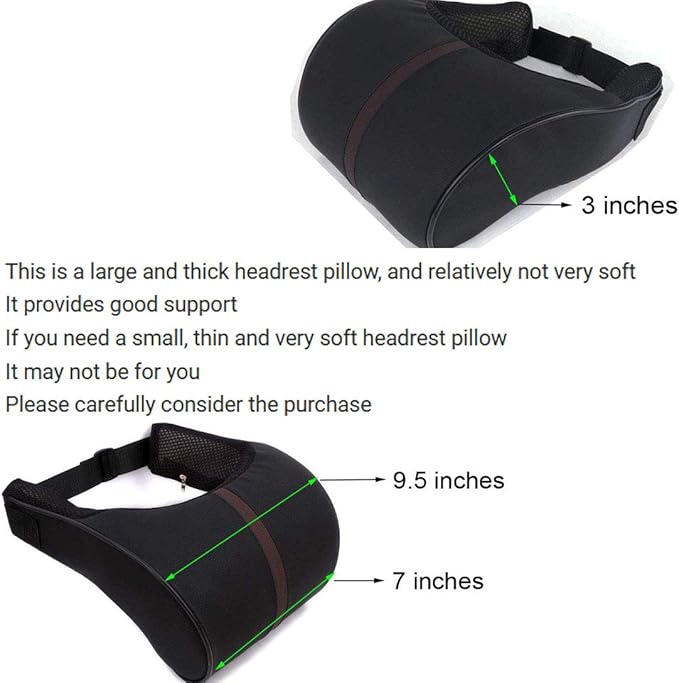 Car Seat Neck Support Pillow,PU Soft Leather + Memory Foam,Head Support Pillow Cushion Pad for Driving Headrest Relax,with Adjustable Strap