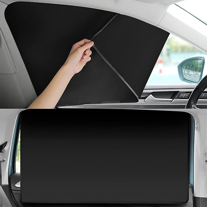 QUICTO Car Window Sun Shades, Universal Interior Accessories - Double-Sided Black (4pcs)