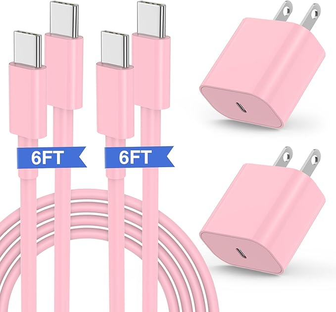 iPhone 17 16 15 Fast Charger, 20W USB C Charging Block for Apple iPhone 17 Pro Max/17 Air/16 Pro/15 Plus, iPad 12/11 inch/Mini/6 Gen,Wall Plug Power Adapter Cube Brick/6ft Type C to C Cable Cord Long