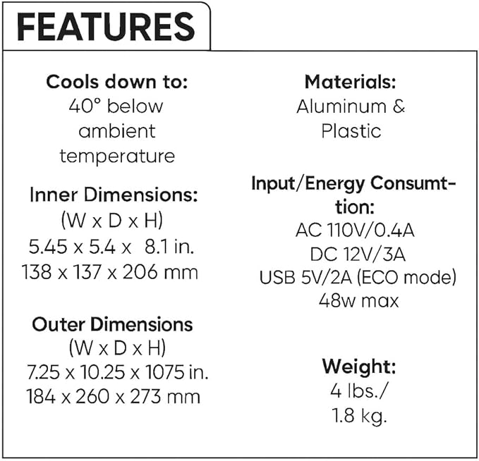 Cooluli Mini Fridge for Bedroom - Car, Office Desk & Dorm Room - Portable 4L/6 Can Electric Plug In Cooler & Warmer for Food, Drinks, Skincare Beauty & Makeup - 12v AC/DC & Exclusive USB Option, Blue