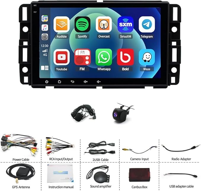 2+64G 8Inch Android 14 Car Radio Stereo Upgrade for Chevrolet Impala 2006-2013 w/Wireless Carplay Android Auto Double Din Touch Screen GPS Navigation Head Unit Radio Bluetooth WiFi FM Backup Camera