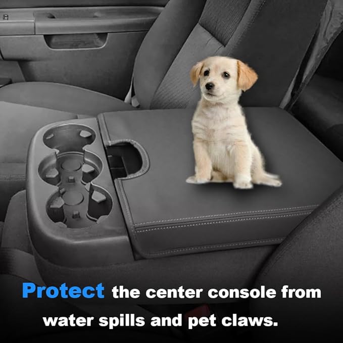 DEYTOP Center Console Cover for Chevy Silverado & Tahoe 2007-2013 Console Armrest Cover for GMC Sierra 2007-2013 Car Cushion Protector Pad ( Jump Seat Console ONLY) (Gray, 07-17 JUMP SEAT)