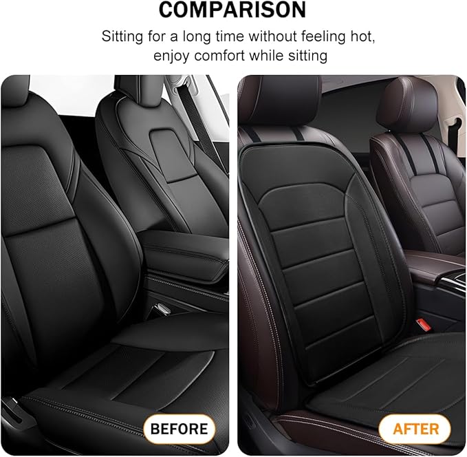 Car Seat Cushion, Leather Soft Breathable Non-Slip Vehicle Front Driver Seat Cover Pad, Comfortable Auto Interior Chair Protector Cushion, Universal for Truck SUV Sedan (Black)