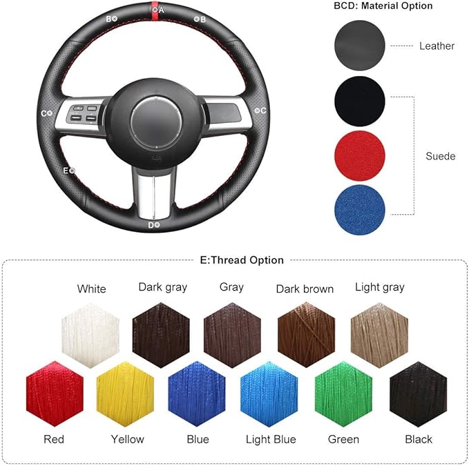 MEWANT Steering Wheel Cover for Mazda MX-5 2006-2014 / RX-8 2009-2013 / CX-7 CX7 2007-2009 Hand-Stitch Black Microfiber Leather Steering Wheel Wrap