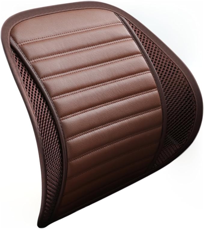 Premium Car Interior Back Support - Versatile Lumbar Cushion for Driver Seat with Breathable Fabric and Adjustable Strap. (1, Brown)
