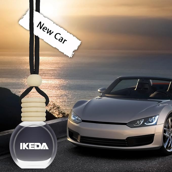 Ikeda Car Air Freshener: Hanging Car Smell Air Freshener | 10ml Round Hanging Car Decoration | Long Lasting Fragrance | For Auto Home | 1pcs (New car)