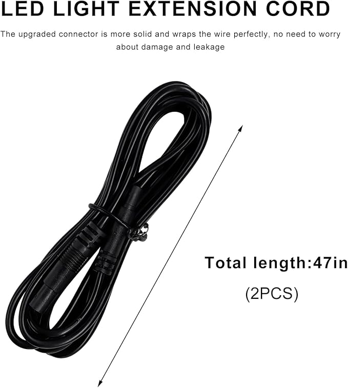 Ohleats RGB LED Rock Lights Extension Cable, 47 Inch/3.9 Ft RGB Cable Cord for Multi Color Underglow Rock Light Kits, Vehicle Wheel Well Lights Extension Wire, Car Accessories (2PCS)