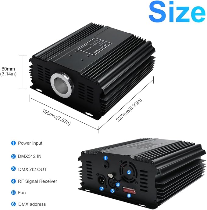 AMKI DMX 45W Light Source Engine Driver Remote/APP Control Starlight Box Motor Remote Control, Connect with DMX512 Console Decoder