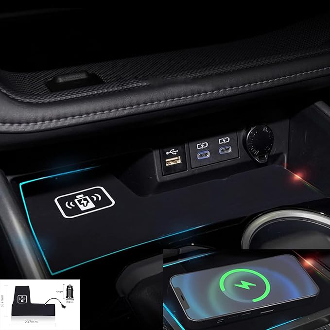 YIYUQIN Car Wireless Charger for Toyota Highlander 2020 2021 2022 2023 Accessories15W Fast Charger Pad Non-Slip Wireless Car Charger