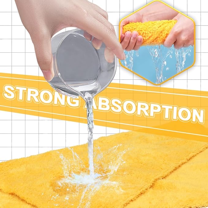 Car Wash Drying Towels, 450gsm Ultra-Thick Absorbent Lint-Free Extra Soft Microfiber Rags for Car Detailing, Interior & Exterior Cleaning Cloths, 16in x 16in - Coral Fleece, Yellow, 12 Packs