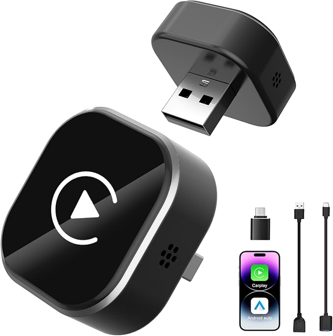 Wireless CarPlay & Android Auto Adapter: 2026 Upgraded Mini Plug & Play CarPlay Dongle - Convert Wired to Wireless - Fast Stable Connection, No Delay for for iOS 10+ & Android 11+, 2017+ Cars