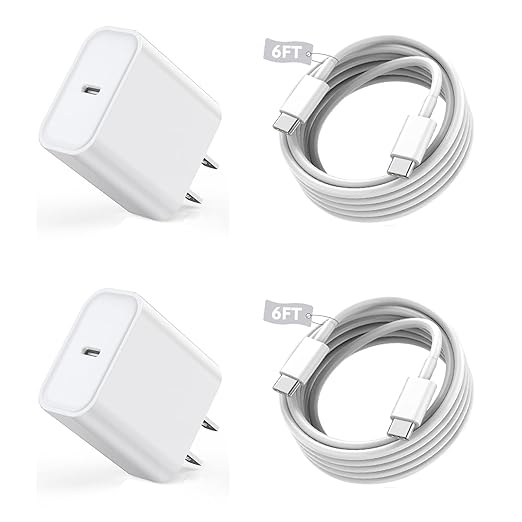 Long USB C Cable for iPhone 16 15 Charger,2Pack 20W USB C Charger Block i Phone 16 Pro Fast Charging 6FT C to C Cord Cable for iPhone 16/16 Pro/16 Plus/16 ProMax/15/15 Plus/15 ProMax/15 Pro/iPadPro