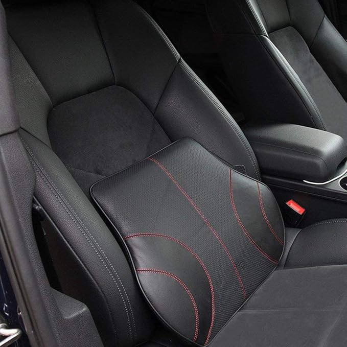 PU Soft Leather Lumbar Cushion,Car Seat Lower Back Support Pillow with Soft Memory Foam,Comfortable for Car Driving & Home Office Computer Chairs Back Pain Relief Corrects Posture
