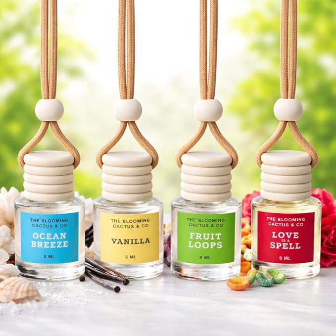 4 Pack Air fresheners | Long lasting car air fresheners, Hand-made in USA | Small room diffuser | Small Business Woman Owned. (8 ml Sweet & Fresh Pack Mix)