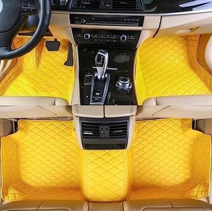 Custome Car Mats Accessories All Weather Floor mats Compatible with Automotive Floor Mats Passenger car mats (Yellow)