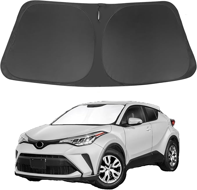 Windshield Sun Shade Custom Fit for 2018 2019 2020 2021 2022 2023 Toyota CHR CH-R Accessories Foldable Sunshade Sun Blocker Protect Car from Sun Rays & Heat Damage Keep Car Cooler
