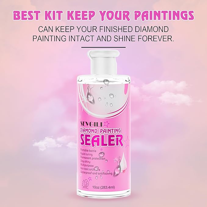 sevgili Diamond Painting Sealer Kits 566.8ML with Brushes, Diamond Art Sealer Puzzle Glue Diamond Painting Accessories and Tools,Diamond Painting Kits for Adults (20oz)