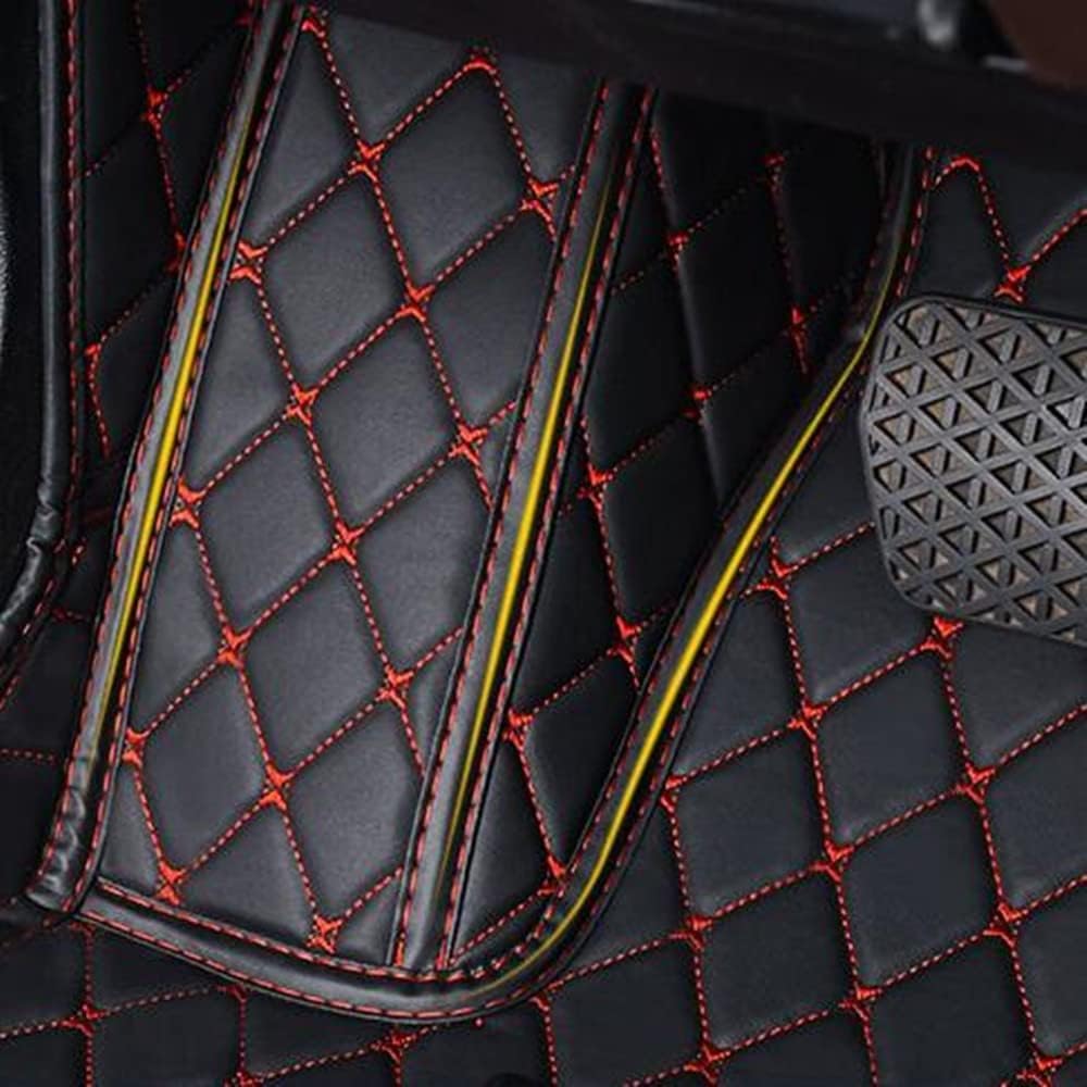 Custom All-Weather Protection Luxury Leather Floor Mats for Cars SUVs Trucks According Anti-Slip Leather Floor mats ﻿ (34,Gray and Black White)