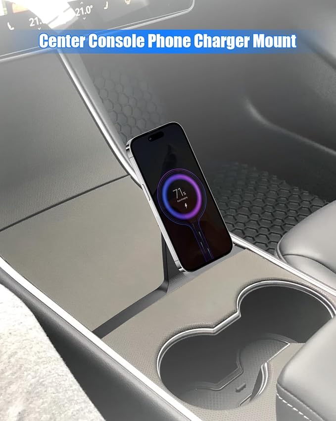 Wireless Charging Phone Holder Compatible with Tesla Model 3 2021-2023 and Y, Customized Center Console Holder, Compatible with iPhone and Android, Designed for Driving Safety