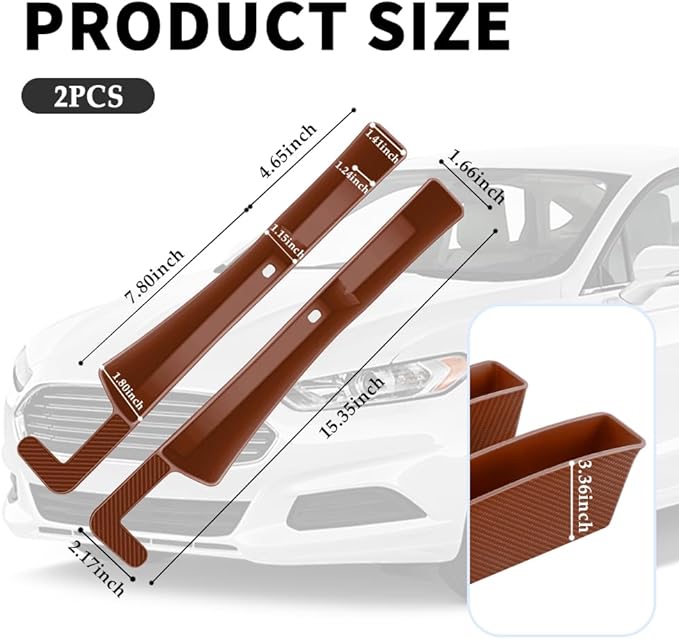 Stacool 2PCS New Car Seat Gap Filler with 2 Storage Areas,Stylish Car Seat Gap Storage for Stabilizing Phone,Keys Wallet,Universal Car Seat Gap Filler Organizer (Carbon Brown)