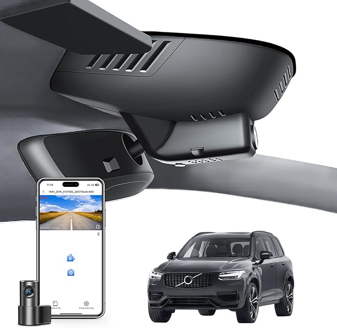 Mangoal Front 4K & Rear 1080P Dash Cam Custom for Volvo XC90 2023 2024 2025 2026(Model B),B5 B6 T8,Integrated OEM Look,UHD 2160P Video,WiFi & App, Loop Recording, Easy to Install,128GB Card