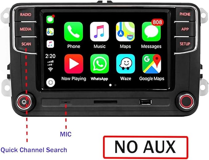 SCUMAXCON 6.5" Car Stereo RCD360 PROII RCD330 Carplay Android Auto Bluetooth USB SD RVC FM for VW Golf MK5 MK6 Passat Jetta CC EOS (Backup Camera Actived)