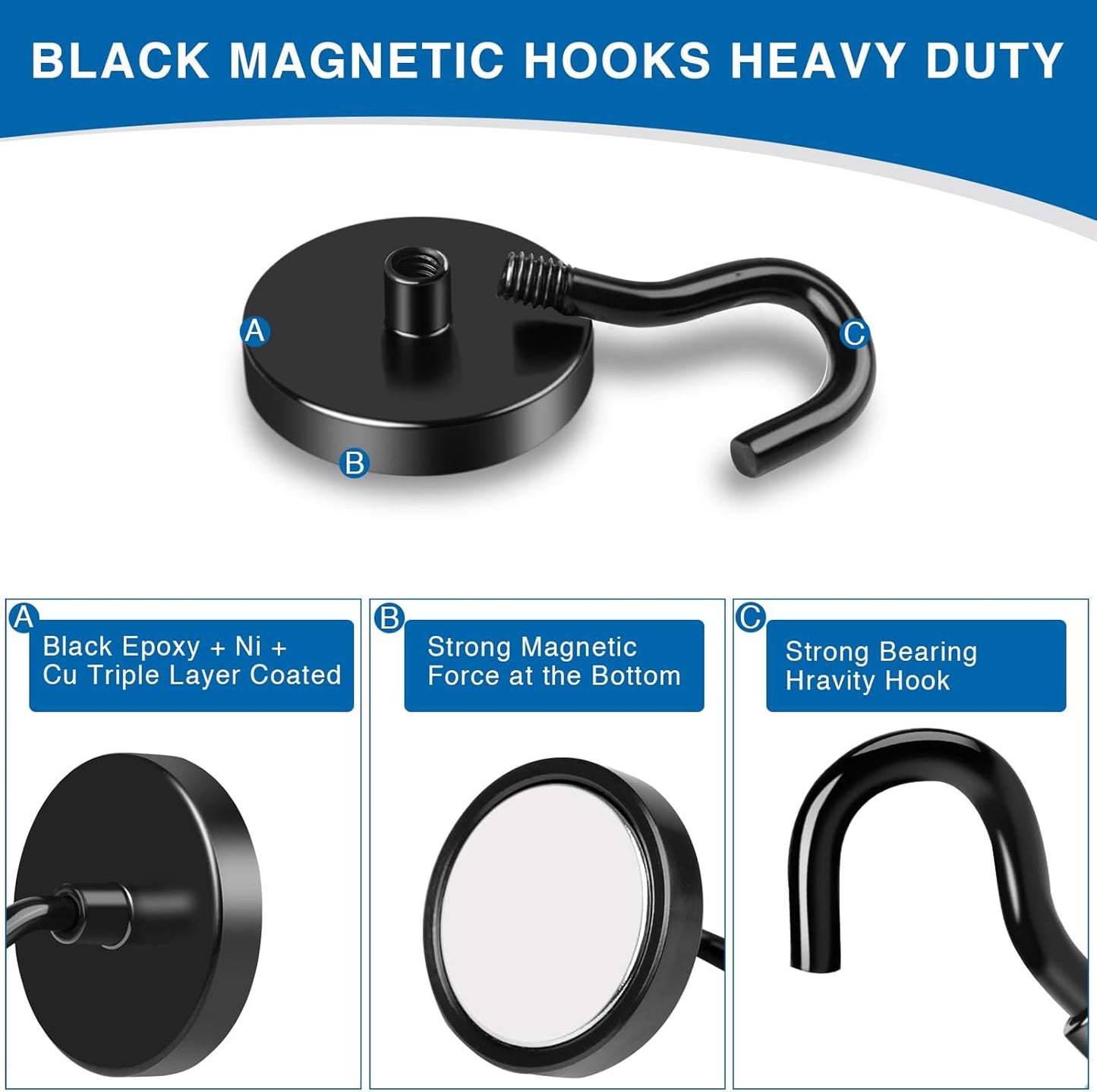 LOVIMAG Cruise Door Magnets, 80LBS Magnets with Epoxy Coating for Hanging, Strong Magnet Heavy Duty for Kitchen Must Haves, Magnetic Hooks for Cruise Cabins, Ceiling, Refrigerator Etc -6 Pcs