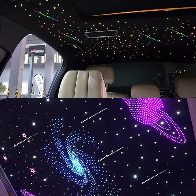 Car Home AKEPO Shooting Star 32W Dual-Head 2 Light Color RGBW Fiber Optic Lights, 920pcs of Mixed 3 Dia. Optical Fibers in 9.8ft+ Small Size Music Activated Fiber Optic Star Ceiling Sky Light Kit