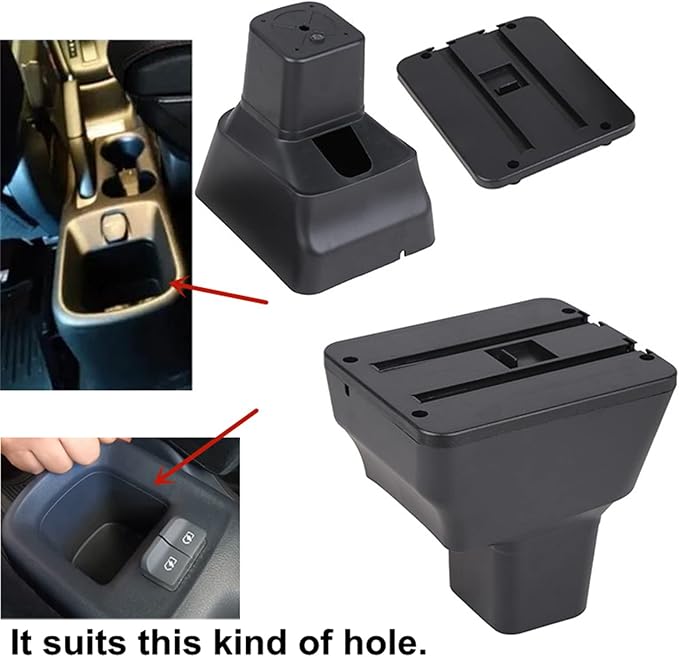 Double-Layer Armrest Box for Nissan Versa Almera 2020-2024 Car Center Storage Box Organizer Interior Hand Centre Consoles with Cup Holder Black Accessories