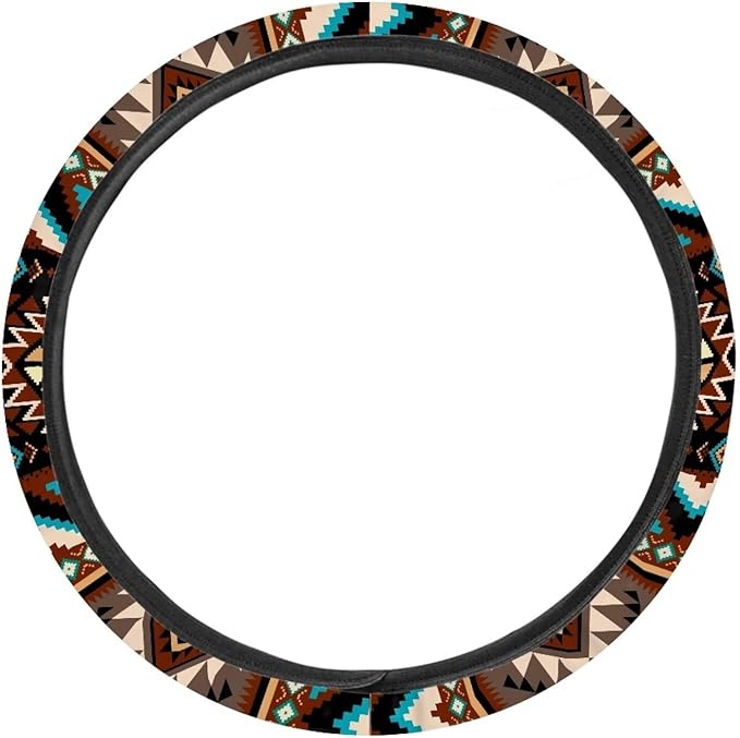 SEANATIVE Aztec Geometric Car Steering Covers Casual Steering Wheel Protector Wrap Around Sweat Absorption Car Interior Accessoriese