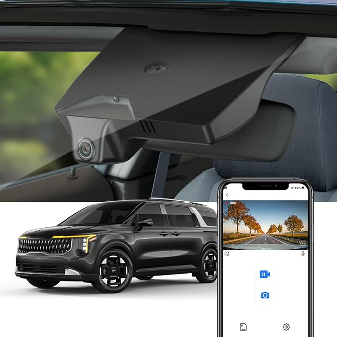 Fitcamx 4K Dash Cam Suitable for Kia Carnival 2022-2026 (Part No#R0100) LX LXS EX SX Prestige, OEM Factory Look, UHD 2160P Video, Built-in WiFi & APP, Loop Recording, G-Sensor, Plug & Play, 64GB Card