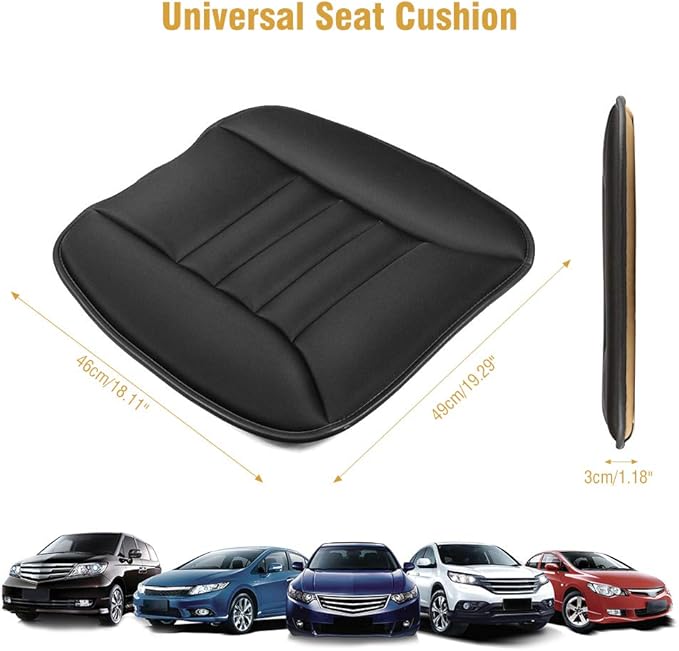 Tsumbay Car Seat Cushion, Memory Foam Seat Cover with Non-Slip Bottom, Universal Fit for Cars, Homes, and Offices - Soft and Comfortable, Black