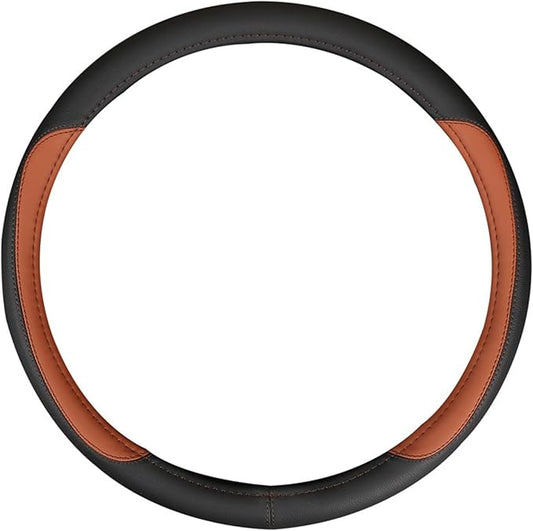 18 Inch Steering Wheel Cover, Leather Truck Steering Wheel Covers for Semi Trucks & Big Rigs, (Black Brown, 45cm/18)