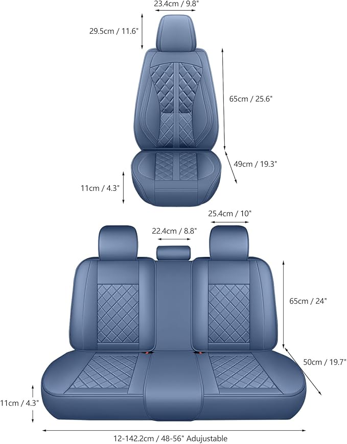 otoez Car Seat Covers Full Set, Blue Leather Seat Cover 5 Seat, Waterproof Automotive Front & Rear Seat Cushion Protector Full Coverage for Most Cars Sedens Trucks SUVs Vans (Blue)