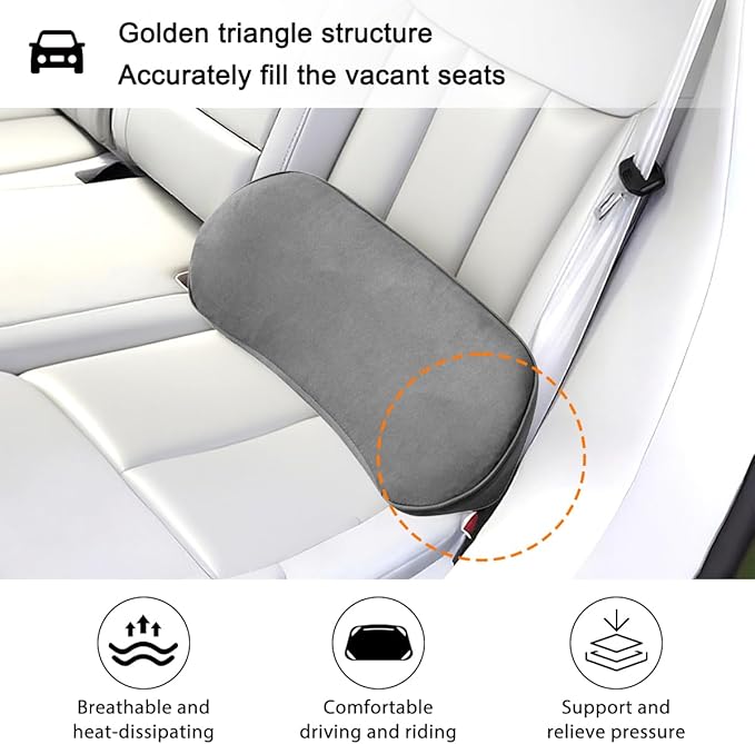 Car Lumbar Support Pillow, Memory Foam Vehicle Seat Lower Back Support Cushion for Back Pain Relief & Sciatica, Comfortable Auto Driver Seat Pad, Universal for Vehicles (Dark Gray)