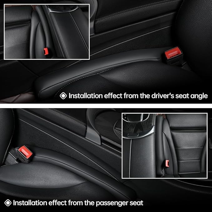 2Pack Leather Car Seat Gap Filler – Anti-Drop Console Organizer, Scratch-Resistant Waterproof Easy to Clean, Fits 90% Vehicles Without Blocking Seat Movement